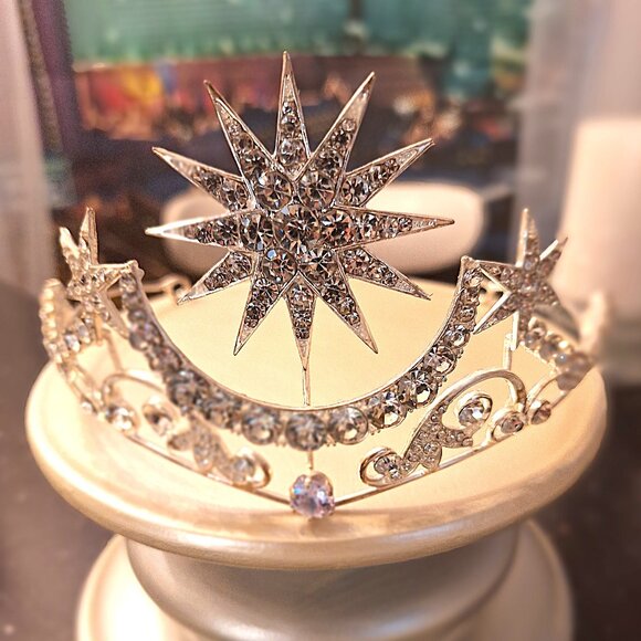 Silver Tiara Star Moon Crystal Celestial Wedding- Bridal- Prom- Feyre Archeron main image 5